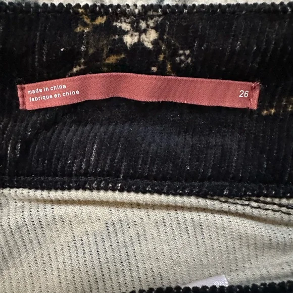 Pilcro Black Corduroy Floral Straight Leg Elevated Statement Pants - Picture 6 of 13